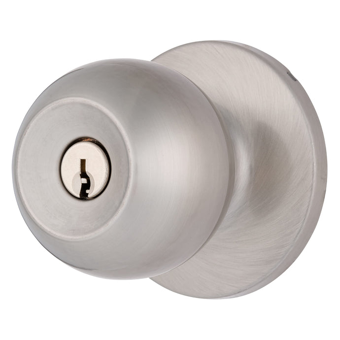 Midofar Transitional Keyed Entry Ball Door Knob, Satin Nickel - Designed for Traditional and Transitional Homes and Blends Seamlessly with Interior Décor, 1 Pack