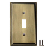 Antique brass light switch cover made of durable zinc alloy with standard size plate and screws included.