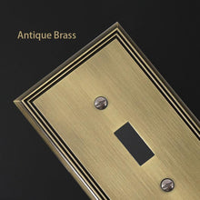 Charger l&#39;image dans la galerie, Antique brass light switch cover made of durable zinc alloy, single toggle, standard size plate in elegant design.
