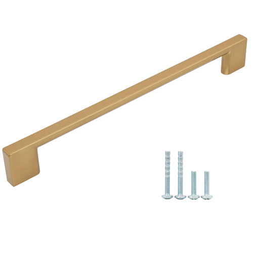 Large champagne bronze refrigerator cabinet door handle with screws, ideal for kitchen and home furniture.