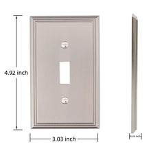Загрузить изображение в средство просмотра галереи, Satin nickel toggle switch plate, single toggle zinc alloy cover, corrosion resistant, 4.92x3.03 inches, US standard size.
