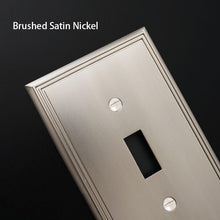 Загрузить изображение в средство просмотра галереи, Satin nickel toggle switch plate with brushed finish, single toggle, zinc alloy cover.
