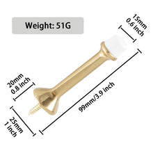 Load image into Gallery viewer, Detailed dimension diagram of a champagne bronze zinc alloy door stop, showing length and weight specifications.
