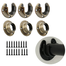 Load image into Gallery viewer, Cosnys Closet Pole Sockets – Heavy Duty Zinc Alloy Rod End Supports with U &amp; O Brackets for 1-1/4 Inch Rods, Wall Mount Flange Holders with Screws | Multiple Finishes

