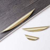 Brass Brushed High-Grade Curved Pair Handles - Modern Minimalist Cabinet/Closet/Drawer Furniture Handles, 10-Pack