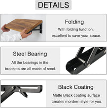 Load image into Gallery viewer, Details of adjustable bracket: folding function for space-saving, steel bearing for durability, and matte black coating for modern style.
