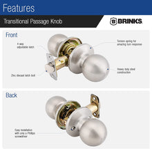 画像をギャラリービューアに読み込む, Midofar Transitional Keyed Entry Ball Door Knob, Satin Nickel - Designed for Traditional and Transitional Homes and Blends Seamlessly with Interior Décor, 1 Pack
