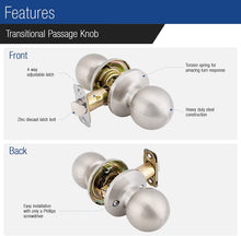 Load image into Gallery viewer, Hisucces Keyed Entry Ball Door Knob - Satin Nickel Transitional Door Lock
