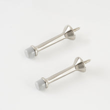 Load image into Gallery viewer, Two polished silver heavy duty door stoppers featuring anti-fading zinc alloy construction.

