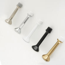 Load image into Gallery viewer, A collection of heavy-duty zinc alloy door stops with rubber tips in multiple anti-fading color finishes.
