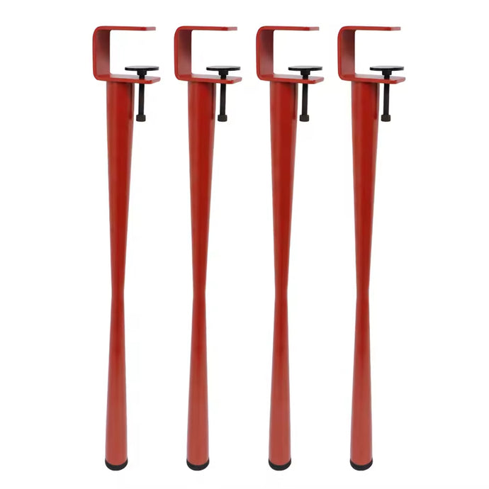 Red adjustable clamp table legs for modern coffee tables and office desks