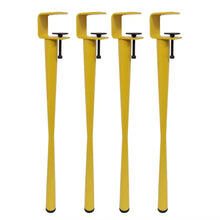 이미지를 갤러리 뷰어에 로드 , Adjustable clamp table legs in yellow, modern steel table base for coffee and office desks, easy to install and sturdy.
