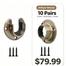 이미지를 갤러리 뷰어에 로드 , Antique Bronze Closet Pole Sockets Open Closed Flange 10 Pairs Wardrobe Rod Holders
