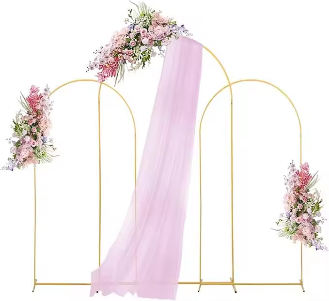 Gold Metal Arch Backdrop Stand Set of 3 (7.2FT, 6.6FT, 6FT) – Wedding Backdrop Arch Frame for Ceremony, Party & Event Decoration