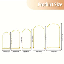 Cargar imagen en el visor de la galería, Gold Metal Arch Backdrop Stand Set of 3 (7.2FT, 6.6FT, 6FT) – Wedding Backdrop Arch Frame for Ceremony, Party &amp; Event Decoration
