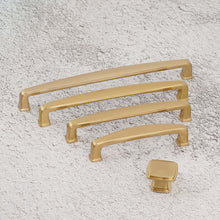 Load image into Gallery viewer, Full set of brushed champagne bronze cabinet pull handles in different sizes.
