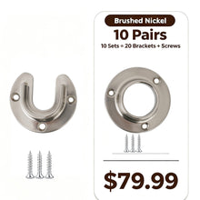 이미지를 갤러리 뷰어에 로드 , Brushed Nickel Closet Rod Brackets Open Closed Pole Sockets 10 Pairs Hardware
