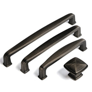 10 Pack Zinc Alloy Cabinet Pulls & Knobs – Matte Black / Brushed Black Nickel, Single Hole Knob (31mm), 96mm & 128mm Hole Centers Drawer Handles