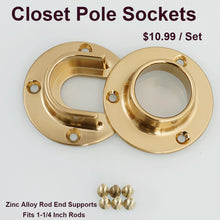 이미지를 갤러리 뷰어에 로드 , Champagne Bronze Closed Closet Pole Sockets Wardrobe Rod End Support Flange Set

