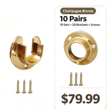 이미지를 갤러리 뷰어에 로드 , Champagne Bronze Closet Pole Sockets Open Closed Flange 10 Pairs Wardrobe Rod Holders
