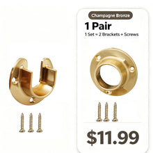 이미지를 갤러리 뷰어에 로드 , Champagne Bronze Closet Rod Brackets Open Closed Pole Sockets 1 Pair Hardware

