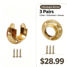 이미지를 갤러리 뷰어에 로드 , Champagne Bronze Closet Pole Sockets Open Closed Flange Brackets 3 Packs
