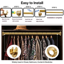 이미지를 갤러리 뷰어에 로드 , Installation guide of metal closet rod support bracket, step-by-step install picture for zinc alloy curtain rod wall bracket, wardrobe hanging pole holder
