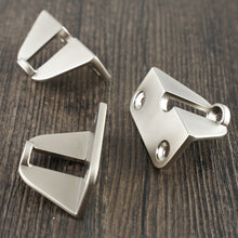 Load image into Gallery viewer, Close-up of three Mist Silver pieces from the Internal Handle Adapter Set showing mounting holes.
