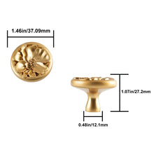 Cargar imagen en el visor de la galería, Gold Petal Knobs - Flower Drawer Pulls dimensions and details for cabinets (Pack of 2)
