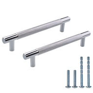 Knurled Cabinet Handles Chrome – 160mm Hole Spacing Aluminum Alloy Pulls 10 Pack | Triumph Hardware