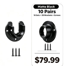 이미지를 갤러리 뷰어에 로드 ,  Matte Black Closet Pole Sockets Open Closed Flange Supports 10 Pairs with Screws
