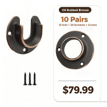 이미지를 갤러리 뷰어에 로드 , Oil Rubbed Bronze Closet Pole Sockets Open Closed Flange Brackets 10 Pairs
