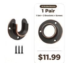 이미지를 갤러리 뷰어에 로드 , Oil Rubbed Bronze Closet Rod Brackets Open Closed Pole Sockets 1 Pair Hardware
