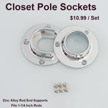 이미지를 갤러리 뷰어에 로드 , Polished Chrome Closed Closet Pole Sockets Wardrobe Rod End Supports Hardware
