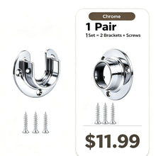 이미지를 갤러리 뷰어에 로드 , Polished Chrome Closet Pole Sockets Open Closed Flange Supports 1 Pair with Screws

