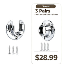 이미지를 갤러리 뷰어에 로드 , Polished Chrome Closet Pole Sockets Open Closed Flange Supports 1 Pair with Screws
