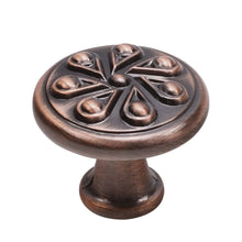 Load image into Gallery viewer, Antique Copper Polish 10 Packs 1-3/16 &quot;(30 mm) Handmade Floral Kitchen Cabinet Knobs And Vintage Dresser Drawer Knobs Single Hole Drawer Handle Knobs Triumph Hardware
