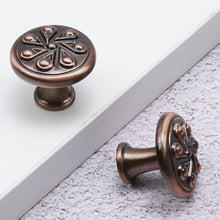 Load image into Gallery viewer, Antique Copper Polish 10 Packs 1-3/16 &quot;(30 mm) Handmade Floral Kitchen Cabinet Knobs And Vintage Dresser Drawer Knobs Single Hole Drawer Handle Knobs Triumph Hardware
