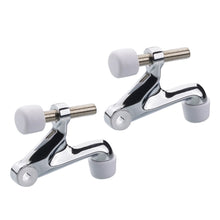 Load image into Gallery viewer, Hinged Pin Door Stops, Decorative Industrial Wall Mount Door Stops 2-Pack Adjustable Heavy Duty Door Stops 2-3/8&quot;x15/16&quot;, Poliashed Chrome By Hard/White Rubber Mat Triumph Hardware
