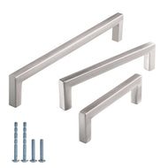 Dresser Silver handles - Hardware square drawer handles -Brashed Satin Nickel Hardware handles, cabinet handles in packs of 10, Triumph Hardware