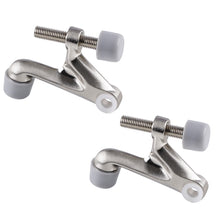 画像をギャラリービューアに読み込む, Adjustable Heavy Duty Door Top Door Stopper 2-Pack Hinged Pin Door Stopper 2-3/8&quot;x15/16&quot; Brashed Satin Nickel with Black Soft Rubber Protector Triumph Hardware
