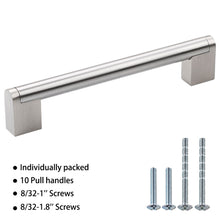 Load image into Gallery viewer, Stainless Steel Pulls Brushed Satin Nickel 5Pcs Set Simple Steel Furniture Pulls (Stainless Steel Tube + Iron Feet) Assembled Cabinet Pulls Kitchen And Bathroom Cabinet Door Pulls Triumph Hardware
